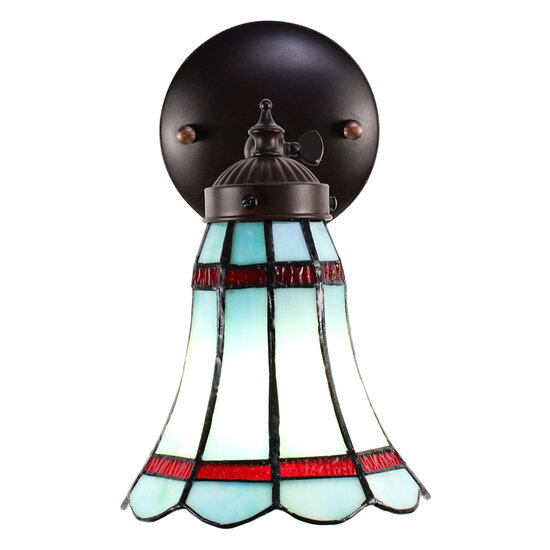 Clayre &amp; Eef | Wandlamp Tiffany Blauw, Rood 17x12x23 cm E14/max 1x40W | 5LL-6206