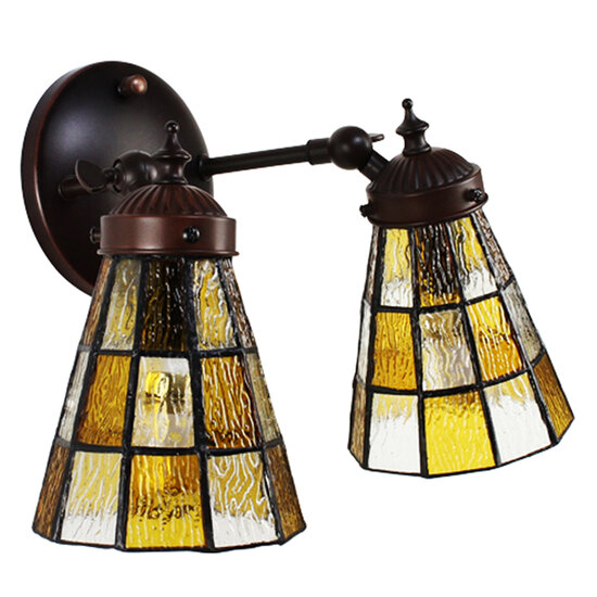 Clayre &amp; Eef | Wandlamp Tiffany Bruin wit 30x23x23 cm E14/max 2x40W | 5LL-6216