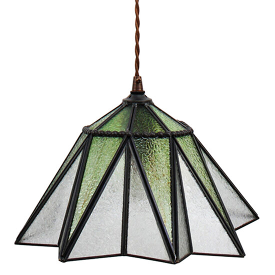 Clayre &amp; Eef | Hanglamp Tiffany Transparant, Groen &oslash; 31x107 cm E27/max 1x40W | 5LL-6222