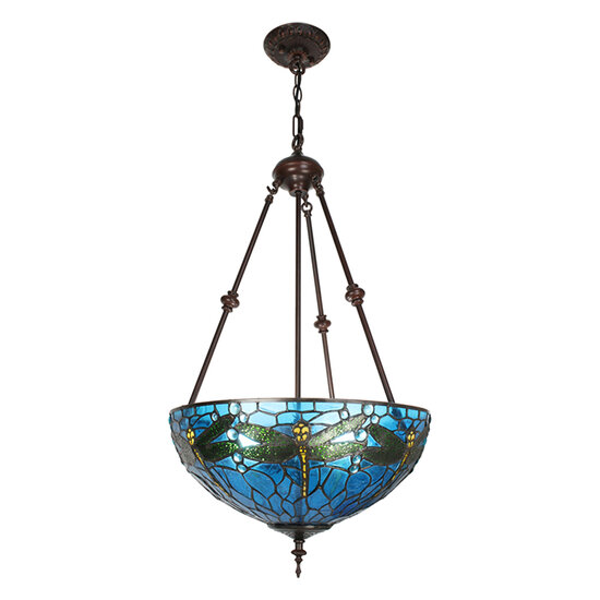Clayre &amp; Eef | Hanglamp Tiffany Blauw &oslash; 41x136 cm E27/max 2x60W | 5LL-9338