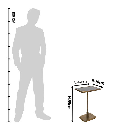 Clayre & Eef | Bijzettafel Goudkleurig 42x30x55 cm | 64855