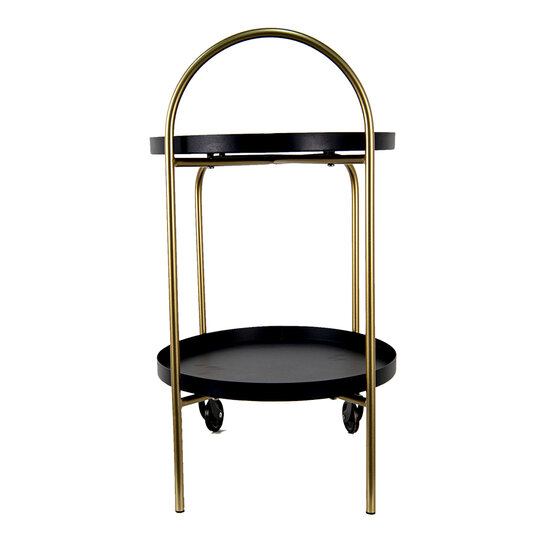 Clayre &amp; Eef | Keukentrolley op Wieltjes Goudkleurig Blauw 48x38x67 cm | 64901