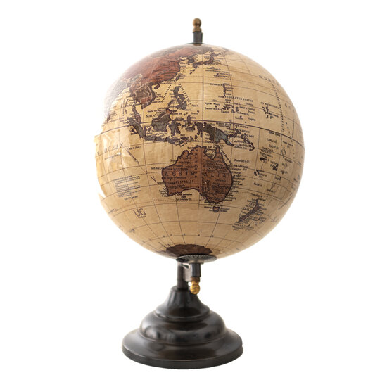 Clayre & Eef | Wereldbol Decoratie Beige, Bruin 22x22x33 cm | 64911