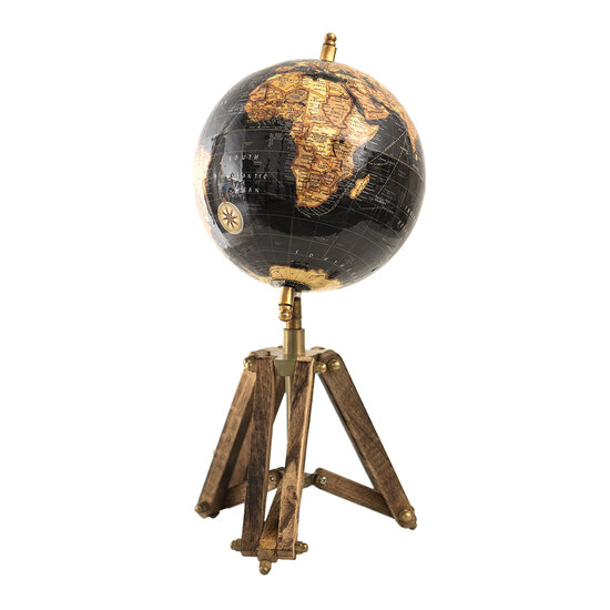Clayre & Eef | Wereldbol Decoratie Zwart, Bruin 18x16x26 cm | 64933