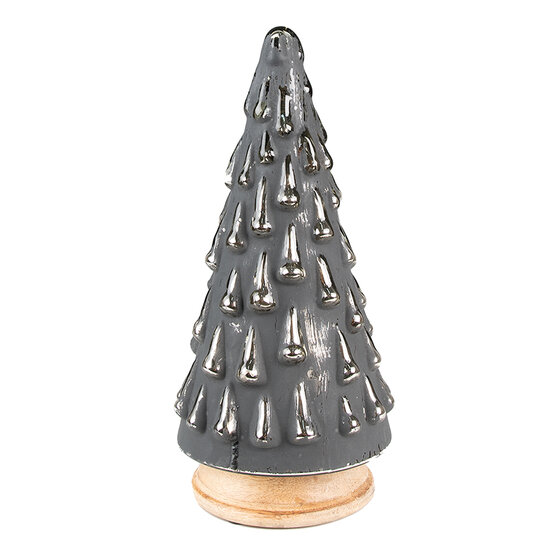 Clayre &amp; Eef | Kerstdecoratie Kerstboom Grijs &oslash; 15x32 cm | 65130