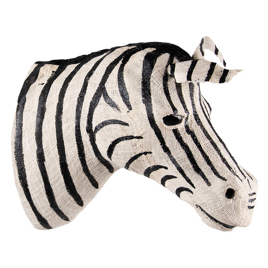 Clayre &amp; Eef | Wanddecoratie Zebra Zwart, Wit 13x30x27 cm | 65183M
