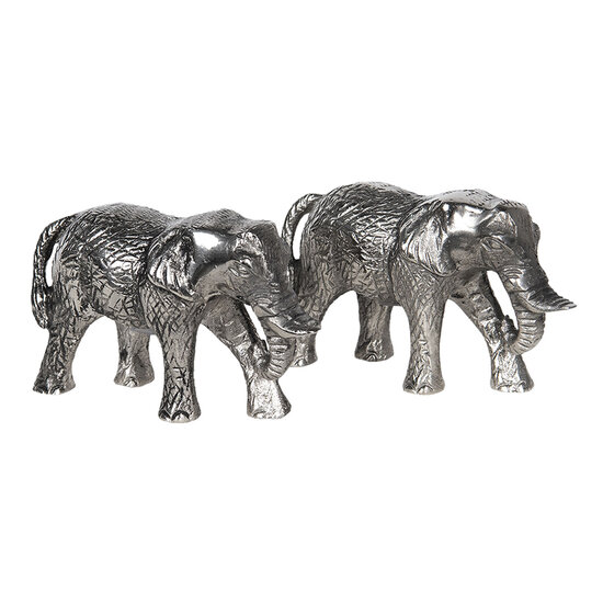 Clayre &amp; Eef | Peper en zout Stel Set van 2 Olifant Zilverkleurig 11x4x7 cm | 6AL0037