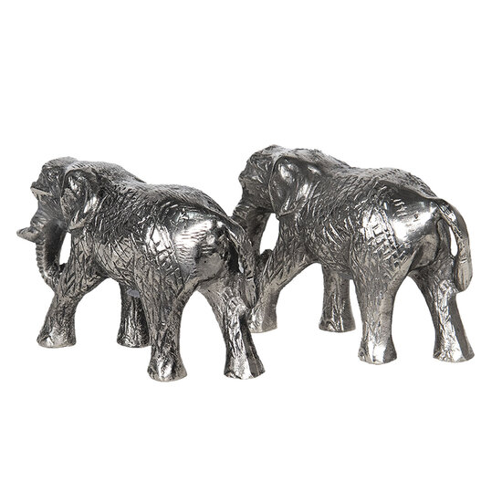 Clayre &amp; Eef | Peper en zout Stel Set van 2 Olifant Zilverkleurig 11x4x7 cm | 6AL0037