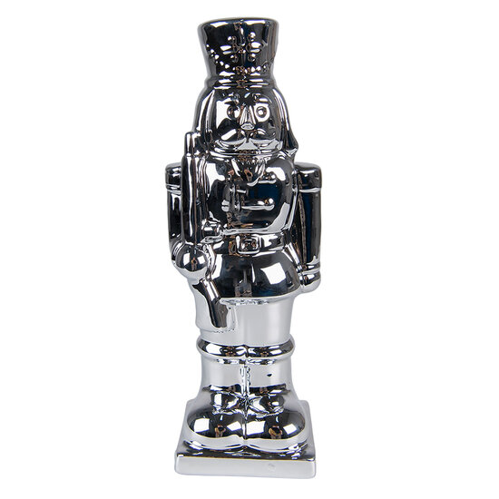 Clayre &amp; Eef | Kerstdecoratie Beeld Notenkraker Zilverkleurig 8x7x23 cm | 6CE1490ZI