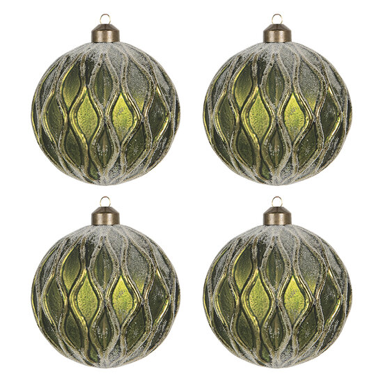 Clayre &amp; Eef | Kerstballen Set van 4 Groen &oslash; 9x9 cm | 6GL2704