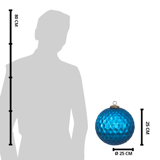Clayre &amp; Eef | Kerstbal XL Blauw &oslash; 25x25 cm | 6GL3733