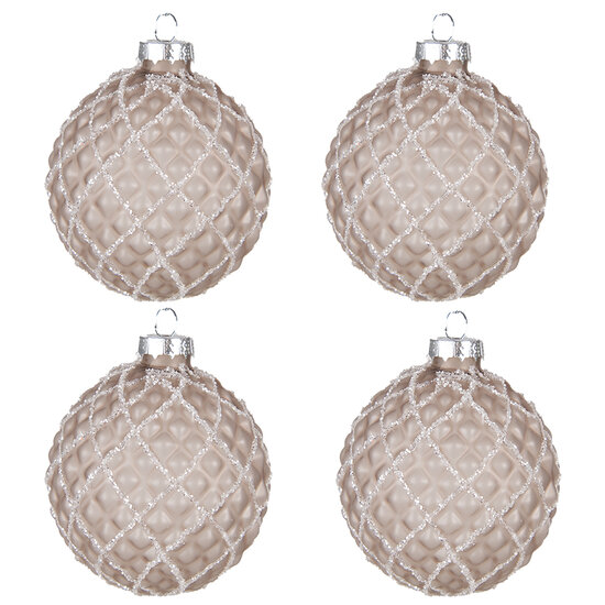 Clayre &amp; Eef | Kerstballen set van 4 Bruin &oslash; 8x8 cm | 6GL4158