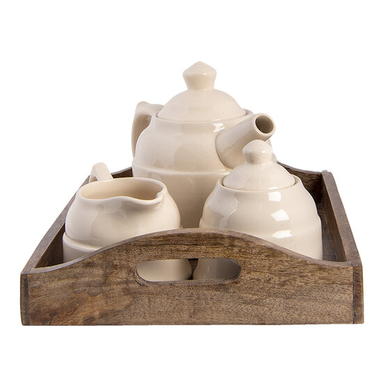 Clayre &amp; Eef | Theepot Set Beige Bruin 27x22x16 cm | 6H1986