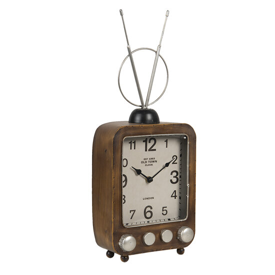 Clayre & Eef | Tafelklok Bruin 20x11x50 cm / 1xAA | 6KL0678