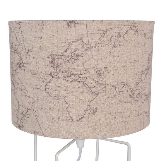 Clayre &amp; Eef | Tafellamp Beige, Wit &oslash; 22x34 cm E27/max 1x60W | 6LMC0066