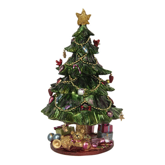 Clayre &amp; Eef | Muziekdoos Kerstboom Groen &oslash; 14x23 cm | 6PR2846