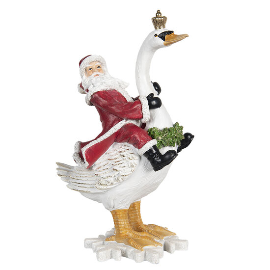 Clayre & Eef | Kerstdecoratie Beeld Kerstman Wit, Rood 25x16x39 cm | 6PR2982