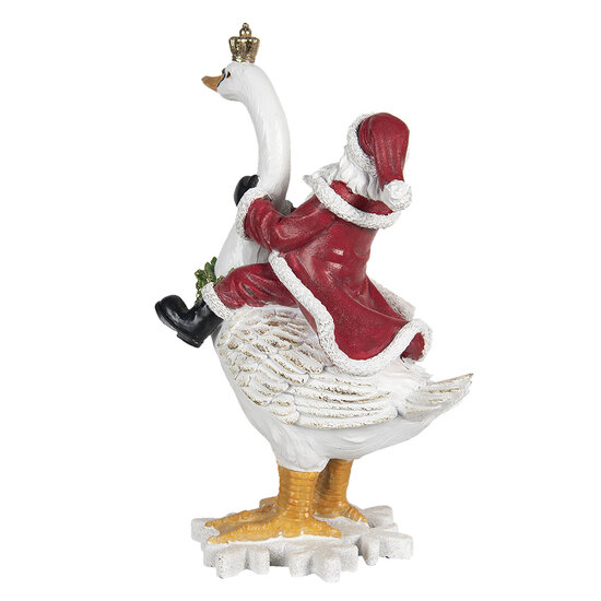 Clayre & Eef | Kerstdecoratie Beeld Kerstman Wit, Rood 25x16x39 cm | 6PR2982