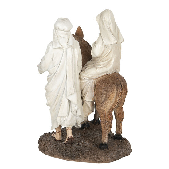 Clayre &amp; Eef | Kerstdecoratie Beeld Kerststal Bruin, Wit 16x12x20 cm | 6PR3044