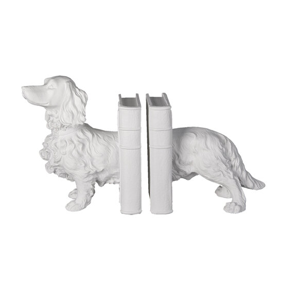 Clayre &amp; Eef | Boekensteunen Set van 2 Hond Wit 28x12x22 cm | 6PR3394