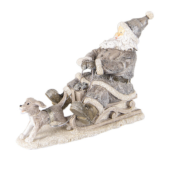 Clayre &amp; Eef | Kerstdecoratie Beeld Kerstman Grijs 24x8x16 cm | 6PR3472