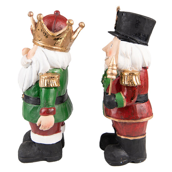 Clayre &amp; Eef | Kerstdecoratie Beeld Notenkraker (set van 2) Rood Groen 11x8x21 cm | 6PR3732