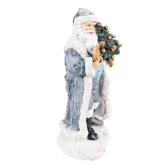 Clayre &amp; Eef | Kerstdecoratie Beeld Kerstman Grijs 11x9x21 cm | 6PR3739