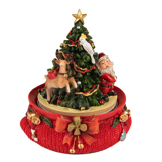 Clayre &amp; Eef | Muziekdoos Kerstboom Rood Groen &oslash; 12x14 cm | 6PR3768