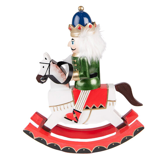 Clayre &amp; Eef | Kerstdecoratie Beeld Notenkraker Wit Groen 24x7x29 cm | 6PR3814