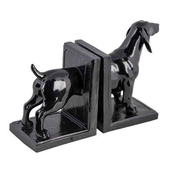 Clayre &amp; Eef | Boekensteunen Set van 2 Hond Zwart 25x9x15 cm | 6PR4623
