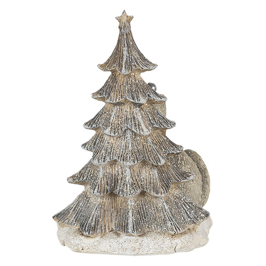 Clayre &amp; Eef | Kerstdecoratie Beeld Kat Grijs, Wit 12x9x16 cm LED | 6PR4629