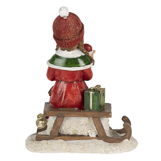 Clayre &amp; Eef | Kerstdecoratie Beeld Kind Rood, Groen 14x9x17 cm | 6PR4669