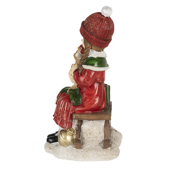 Clayre &amp; Eef | Kerstdecoratie Beeld Kind Rood, Groen 14x9x17 cm | 6PR4669