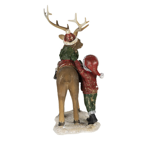 Clayre &amp; Eef | Kerstdecoratie Beeld Kinderen Bruin, Rood 15x9x22 cm | 6PR4672