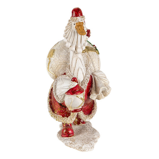 Clayre &amp; Eef | Kerstdecoratie Beeld Eend Wit, Rood 11x7x17 cm | 6PR4685