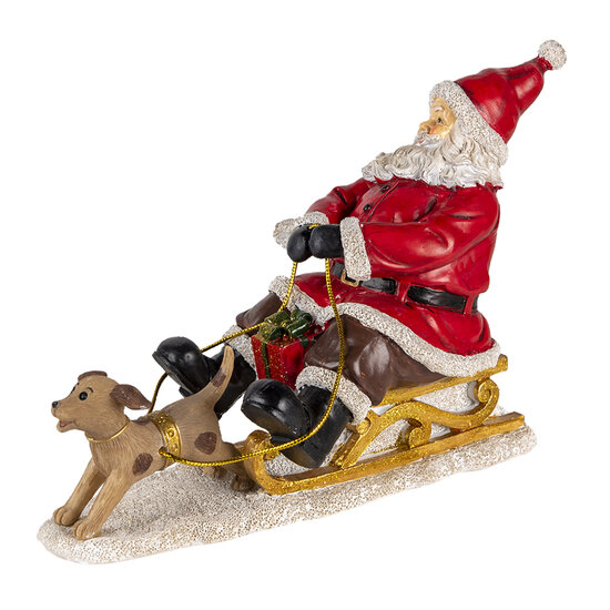 Clayre &amp; Eef | Kerstdecoratie Beeld Kerstman Rood, Bruin 24x8x16 cm | 6PR4710