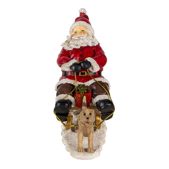 Clayre &amp; Eef | Kerstdecoratie Beeld Kerstman Rood, Bruin 24x8x16 cm | 6PR4710