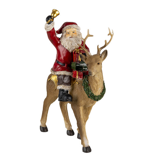 Clayre & Eef | Kerstdecoratie Beeld Kerstman Rood 16x9x22 cm | 6PR4718