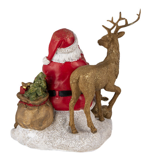 Clayre & Eef | Kerstdecoratie Beeld Kerstman Rood, Bruin 18x13x19 cm | 6PR4721