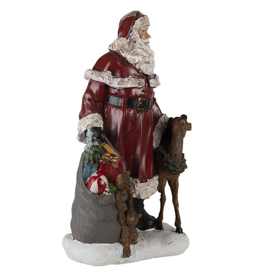 Clayre &amp; Eef | Kerstdecoratie Beeld Kerstman Rood 17x13x29 cm | 6PR4759