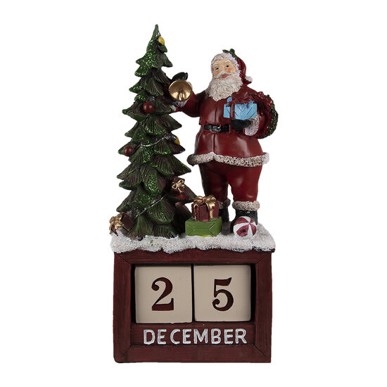Clayre & Eef | Kerstdecoratie Beeld Kerstman Rood, Groen, Wit 16x10x34 cm | 6PR4762
