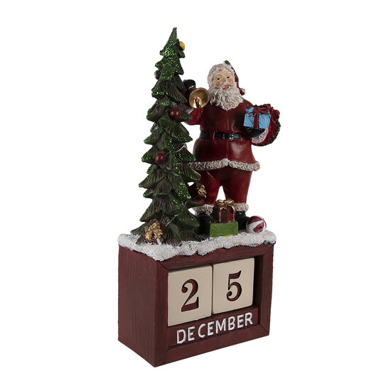 Clayre & Eef | Kerstdecoratie Beeld Kerstman Rood, Groen, Wit 16x10x34 cm | 6PR4762