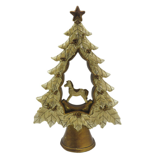 Clayre &amp; Eef | Kerstdecoratie Beeld Kerstboom Goudkleurig 13x5x20 cm | 6PR4871