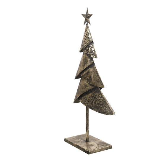 Clayre &amp; Eef | Kerstdecoratie Beeld Kerstboom Koperkleurig 25x12x55 cm | 6Y4553