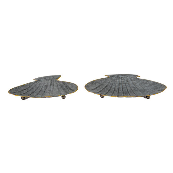 Clayre &amp; Eef | Serveerschalen Set van 2 Schelp Grijs (2) 30x24x6 / 26x20x5 cm | 6Y4657
