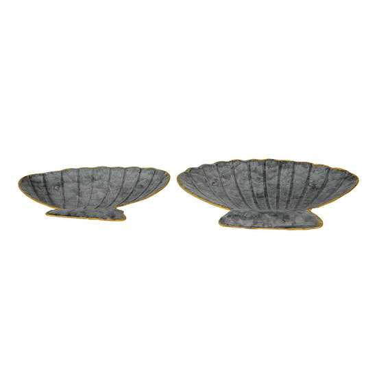 Clayre &amp; Eef | Serveerschalen Set van 2 Schelp Grijs (2) 30x24x6 / 26x20x5 cm | 6Y4657