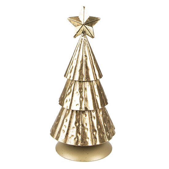 Clayre &amp; Eef | Kerstdecoratie Kerstboom Goudkleurig &oslash; 8x20 cm | 6Y5371