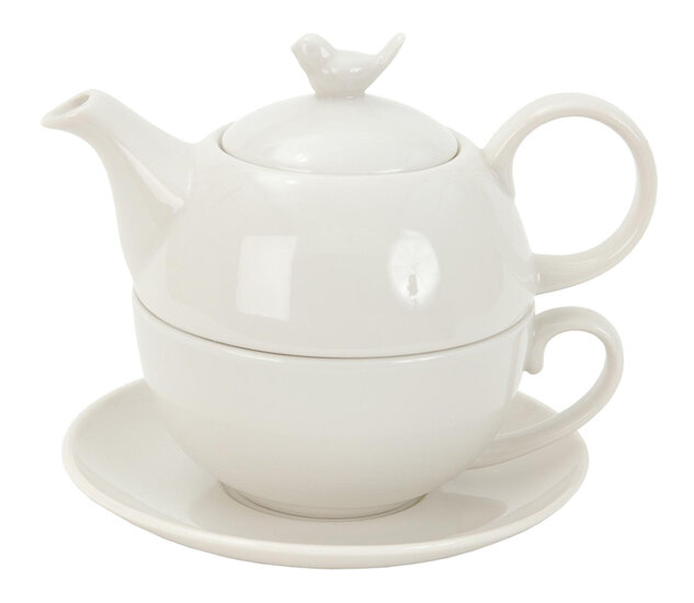 Clayre & Eef | Tea for One Wit 16x15x14 cm / 400 ml | BITEFO