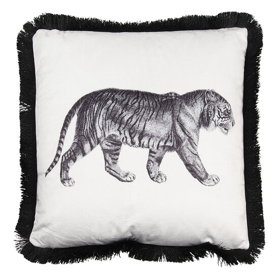 Clayre &amp; Eef | Sierkussen Zwart, Wit 45x45x4 cm | KG023.096
