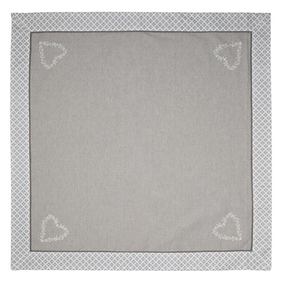 Clayre &amp; Eef | Vierkant Tafelkleed Grijs, Wit 100x100 cm | LYH01